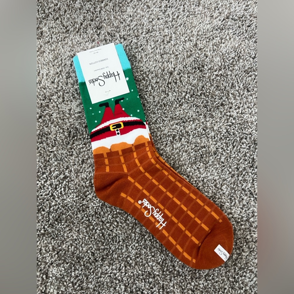 New Happy Socks Santa Chimney Christmas Crew Socks Holiday Gift unisex
